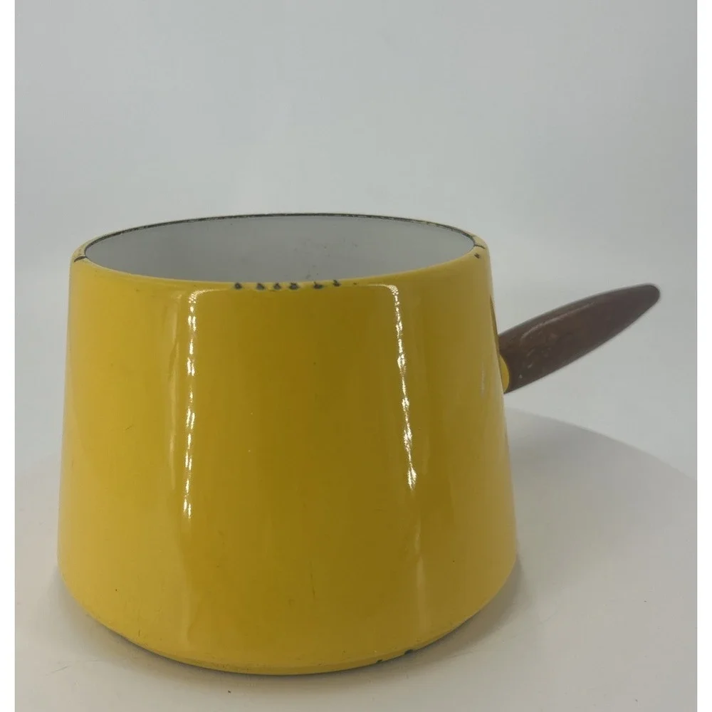 VTG Copco Melting‎ Pot Teak Handle Enameled Yellow Michael Lax Holland Sauce Pan